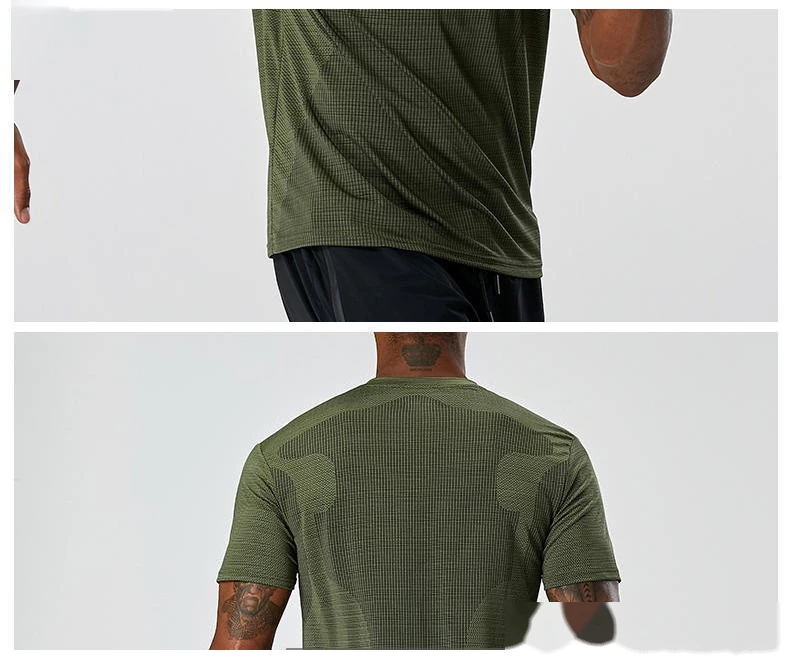 Customized short-sleeved T-shirt men's ice silk sports fitness quick-drying clothes leisure plus size running clothes detail
