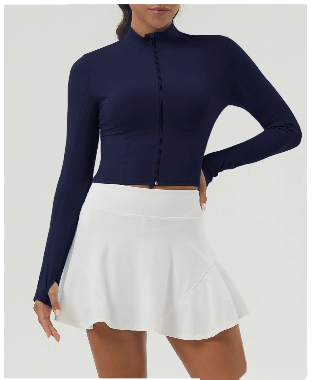 Customized outdoor running zipper tight coat yoga fitness sportswear top woman detail