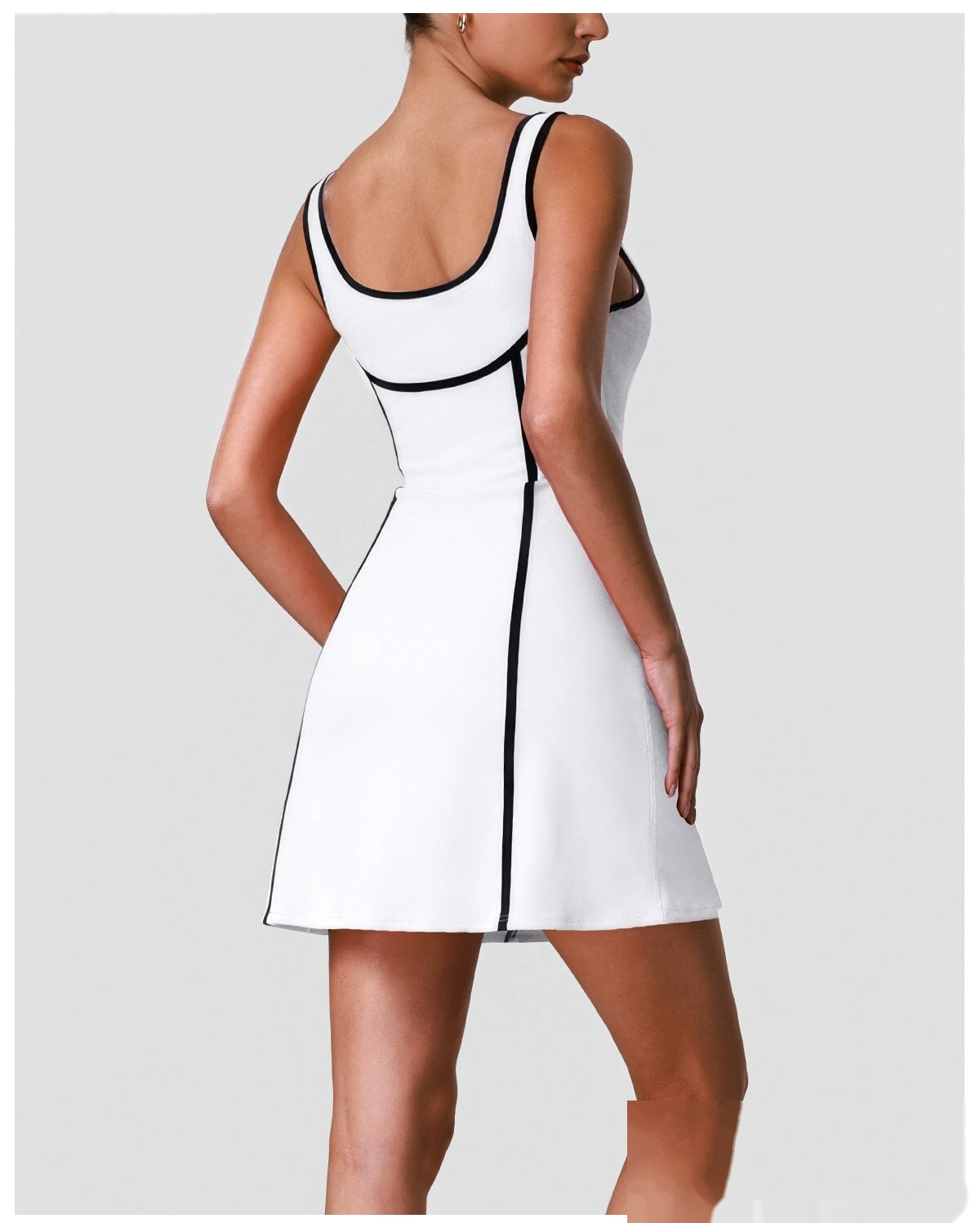 Custom Women’s Slim Fit Halter Tennis Skort Romper Backless Beauty Back Yoga Workout Dress detail