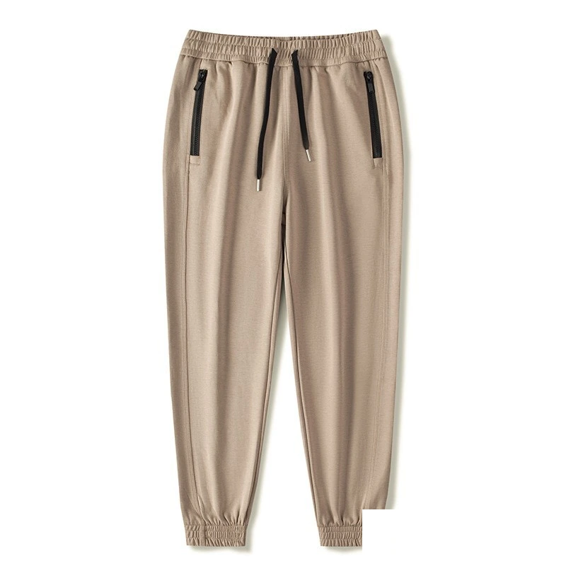 Men winter jogger pants loose running sweatpants with zip pockets detail