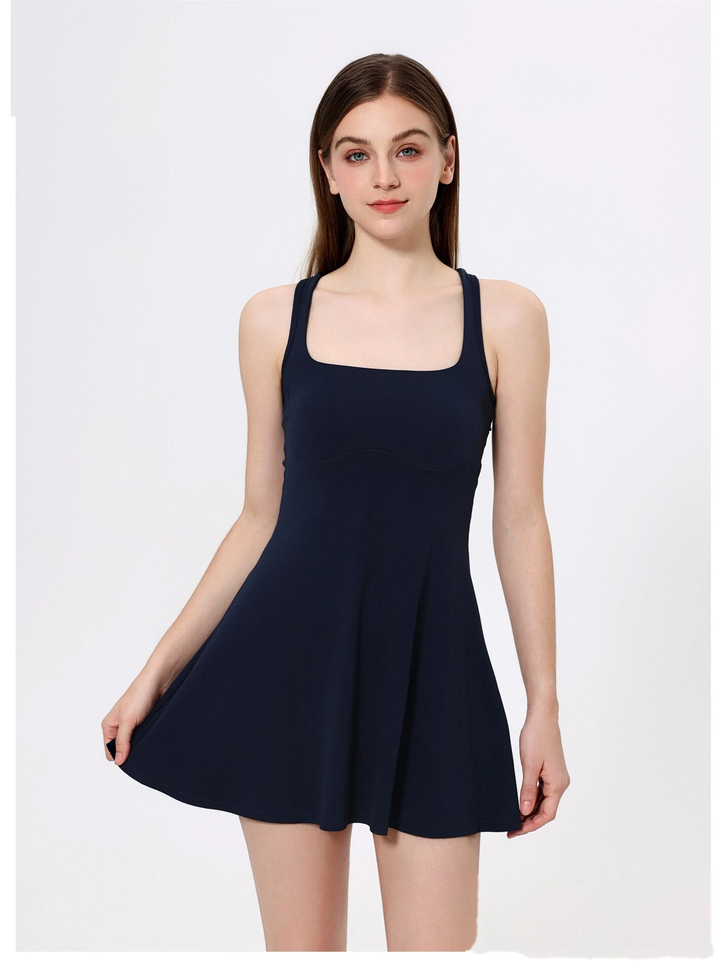 Naked sports dress beautiful back anti-exposure leggings outdoor running fitness tennis skirt detail