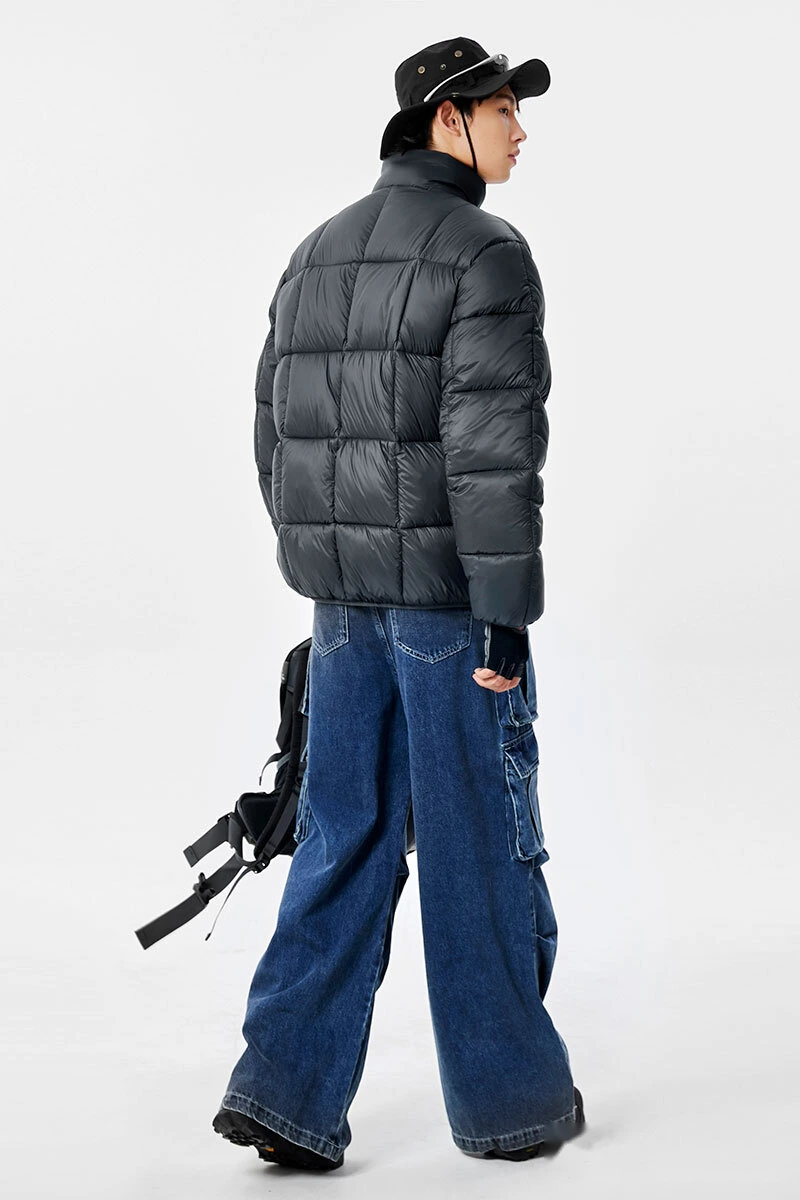 Custom fashion windproof warm pocket men's and women's cotton coat down jacket detail
