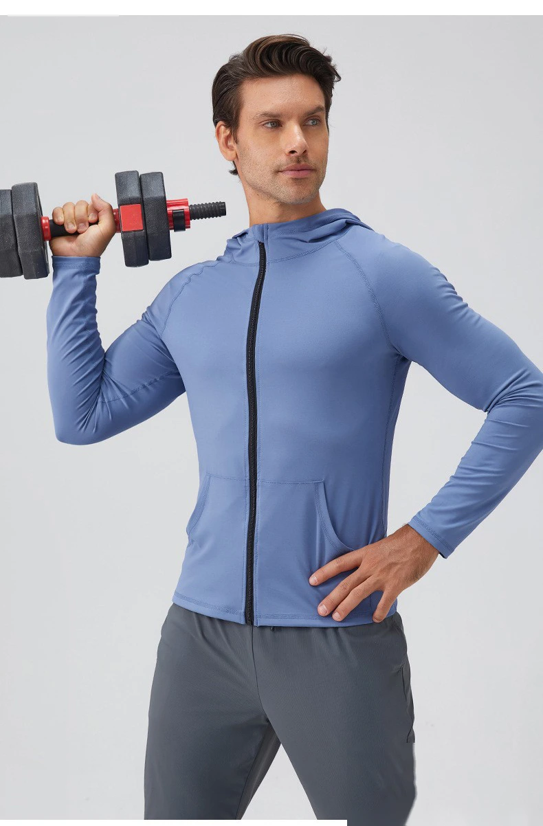 Customized fitness clothes long sleeve quick-drying running men's coat for autumn and winter sports detail
