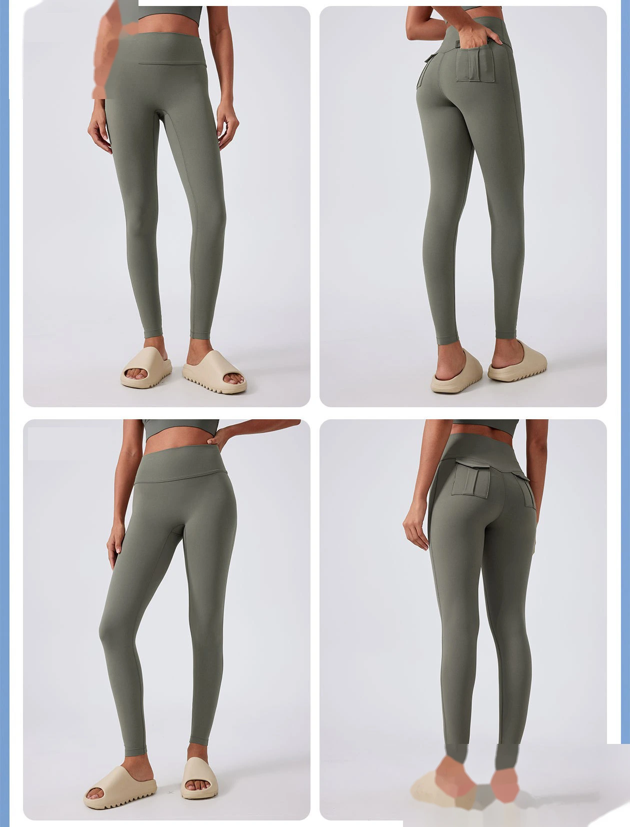 Custom-made high-waist, embarrassed-free yoga women workers' pocket running fitness pants detail