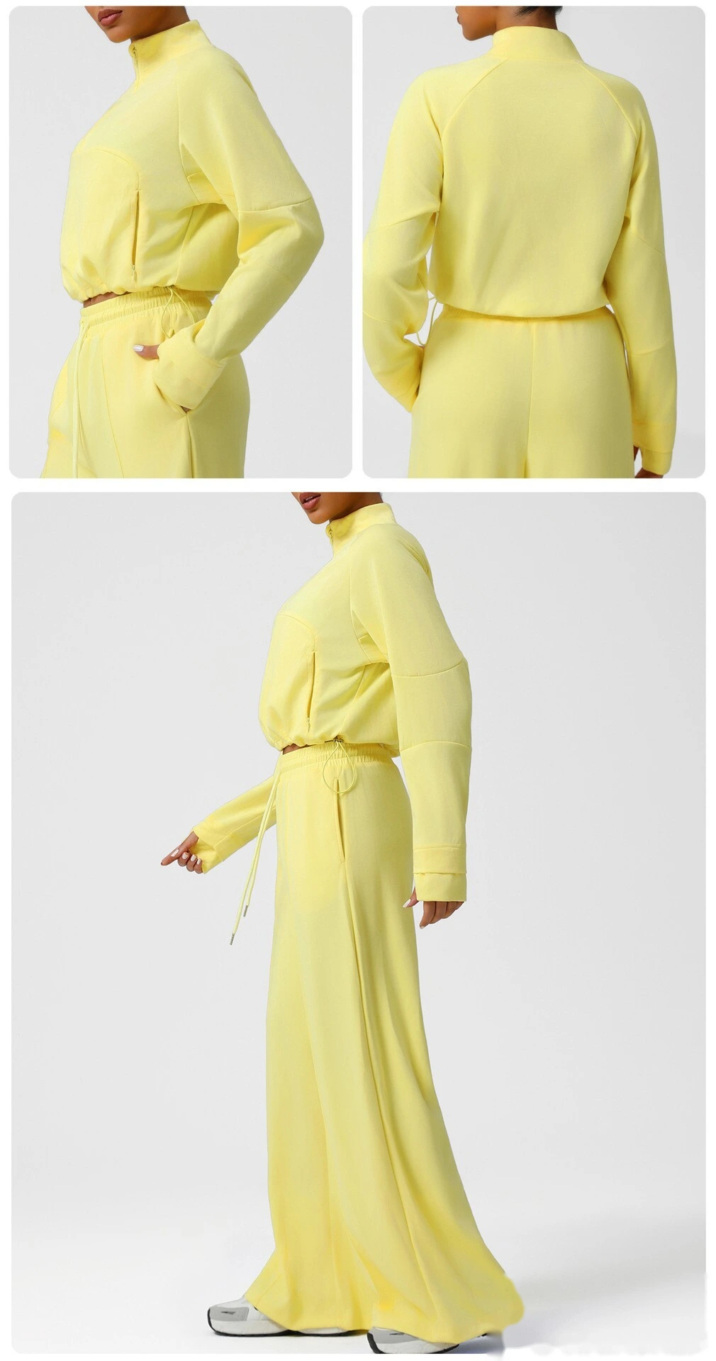 Customized thick sweater in autumn and winter sports leisure yoga clothes long sleeve coat loose sweater woman detail