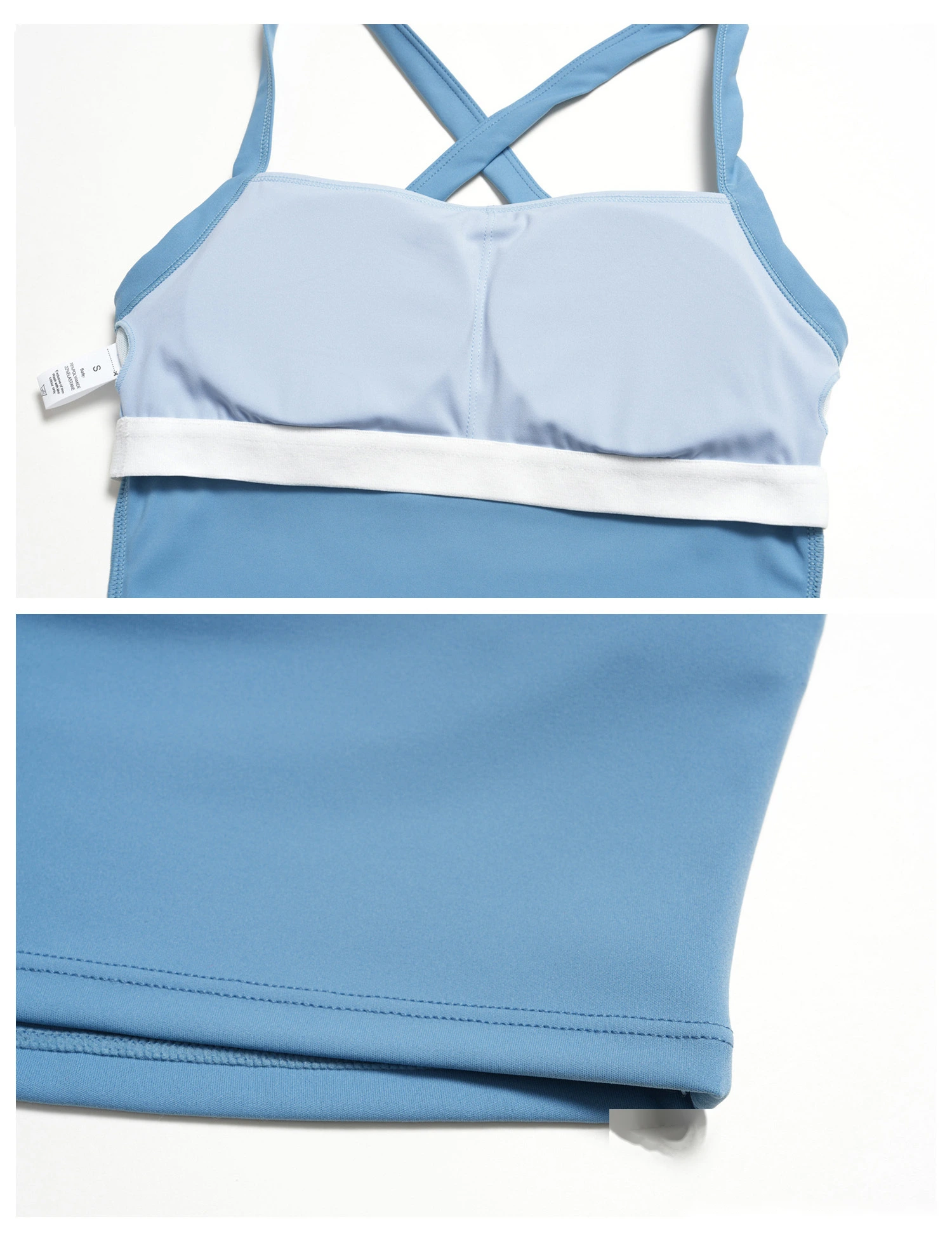 Women’s Fake Two-Piece Yoga Tank Top Set Crisscross Beauty Back Color Block Sports Shorts Active Wear detail