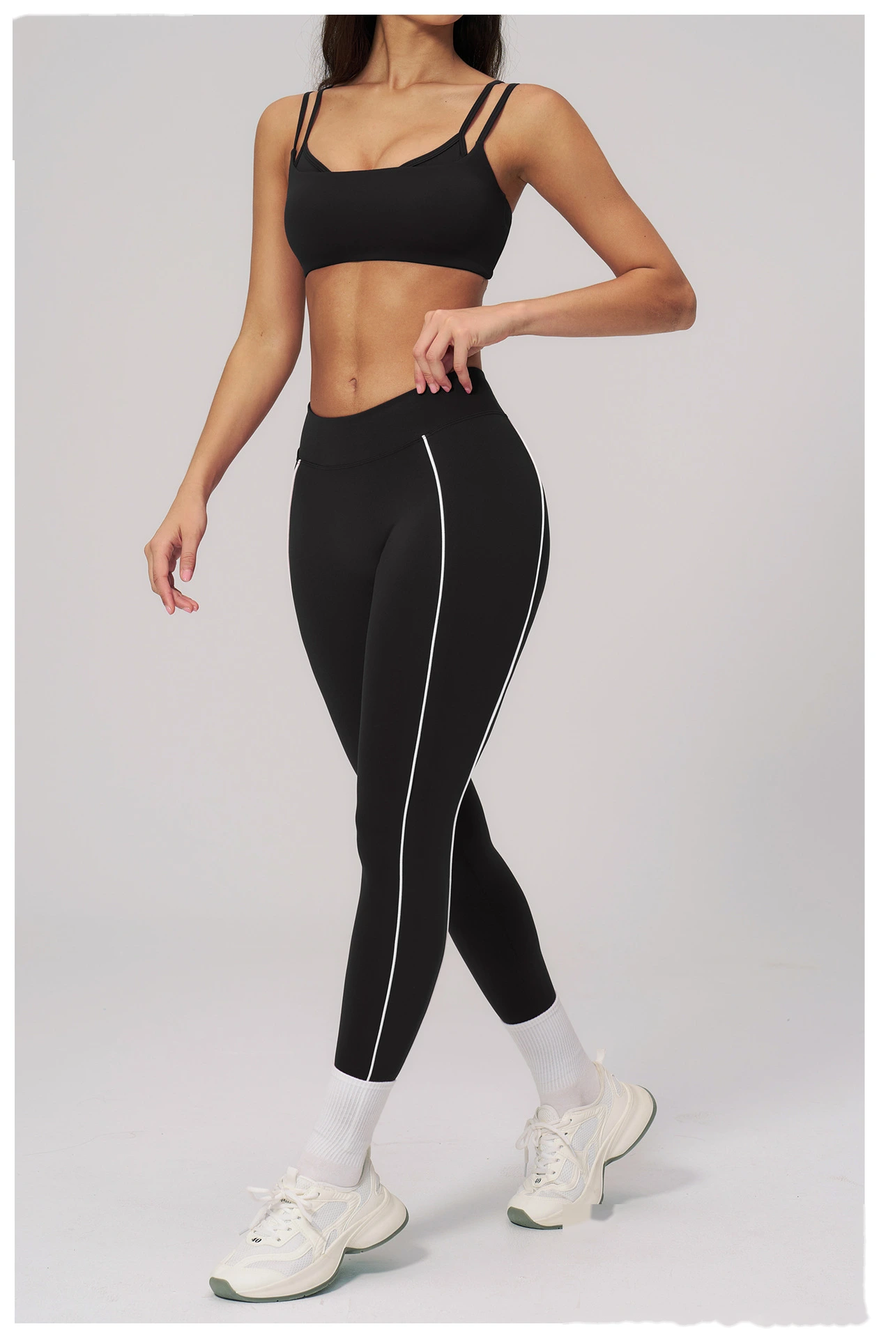Women’s Naked Feeling Yoga Sports Bra Double Thin Strap Beauty Back Fitness Tank Top with Chest Pad detail