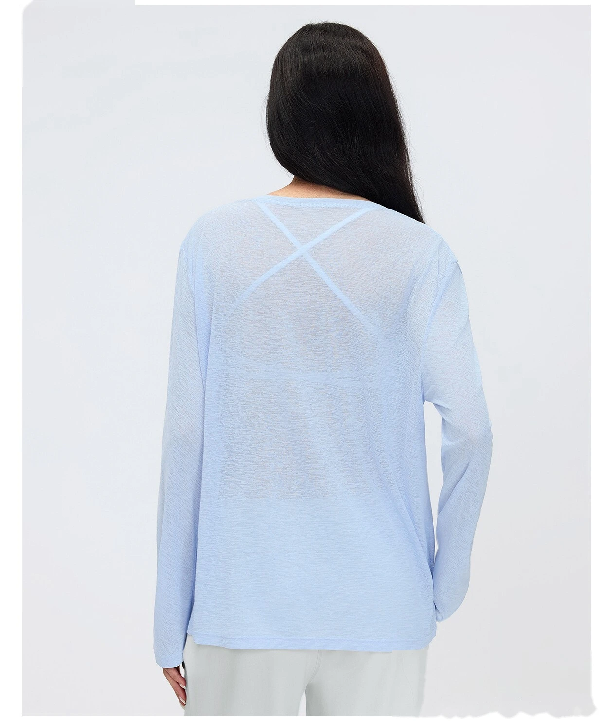 Loose Breathable Yoga Cover Up for Women, Long Sleeve Gym Top, Lightweight Casual Running Fitness T-Shirt detail