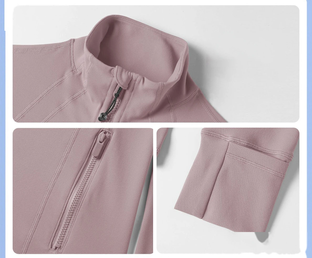 Custom-made women's running and cycling sports long-sleeved slim collar sports yoga fitness suit jacket detail