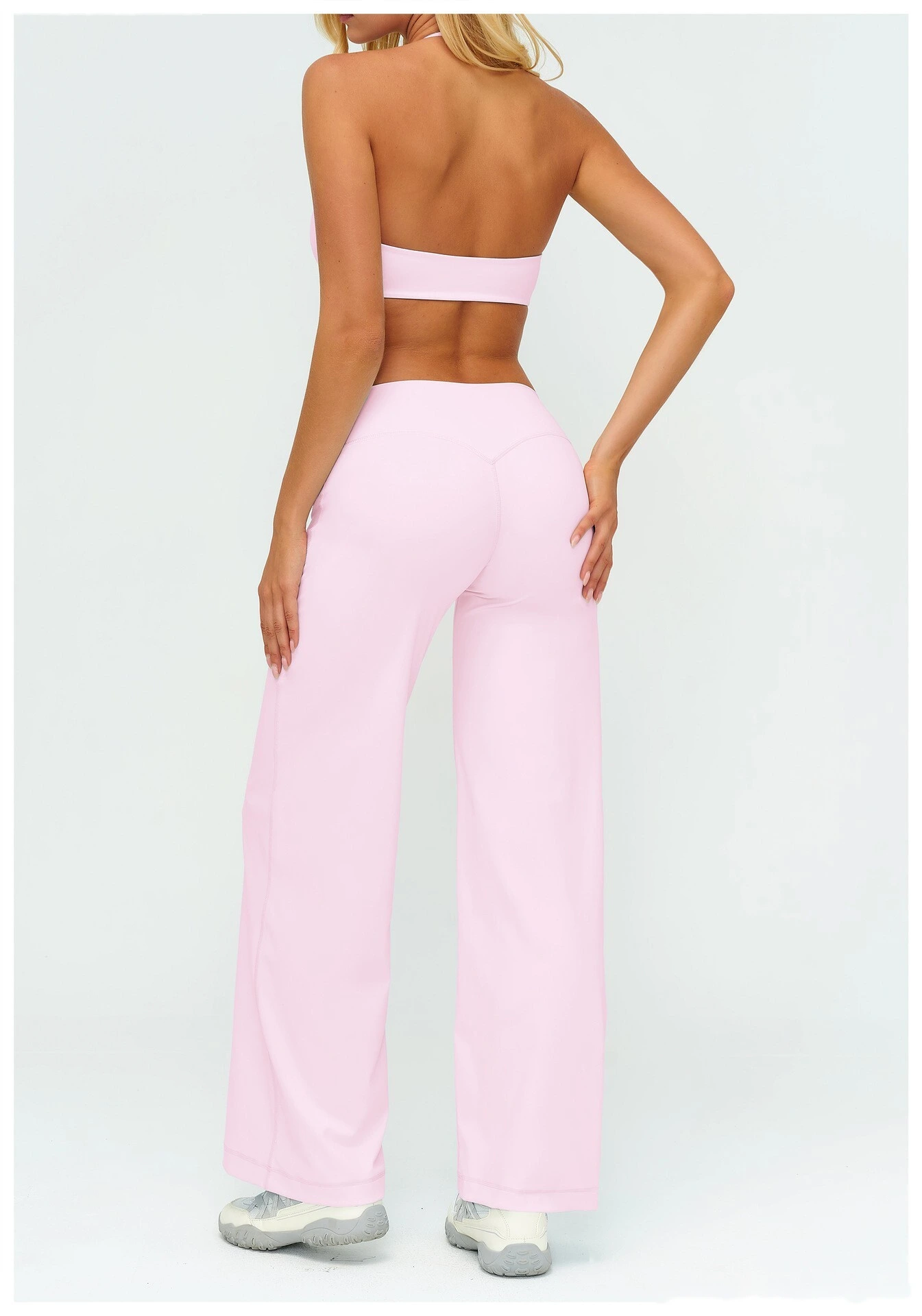 Slim Beauty Back Sports Bra Yoga Set, Casual Wide Leg Quick Dry Yoga Pants Fitness Suit for Women detail
