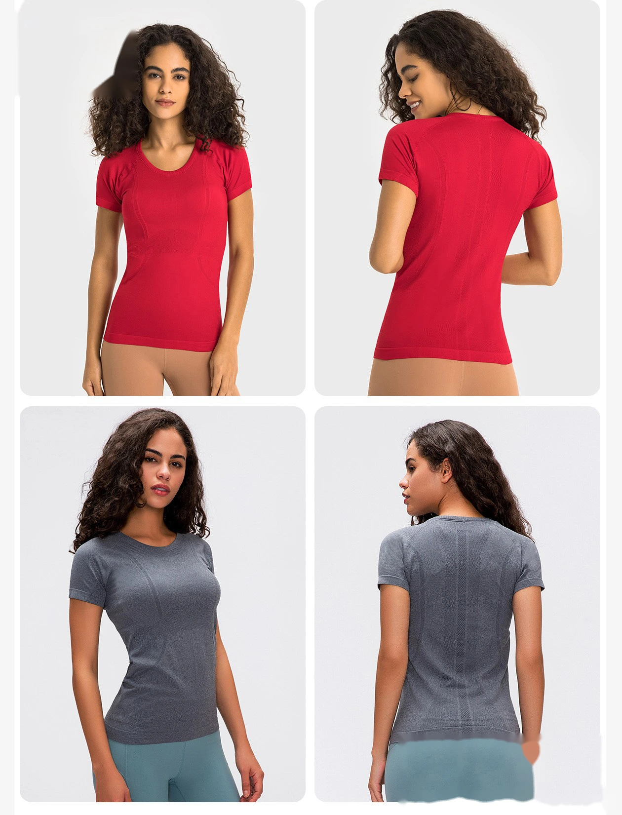 New ladies short-sleeved T-shirt running fitness shirt slim breathable yoga short sleeves detail