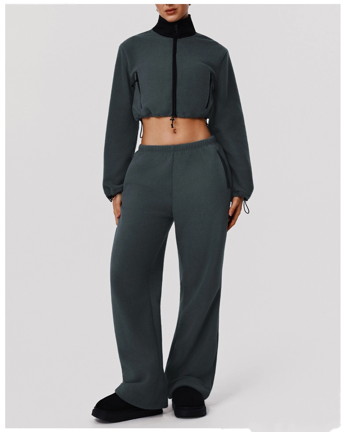 Custom Winter Warm Sweatpants - Women's Wide-Leg Slim Straight Loose Pants for Outdoor Running detail