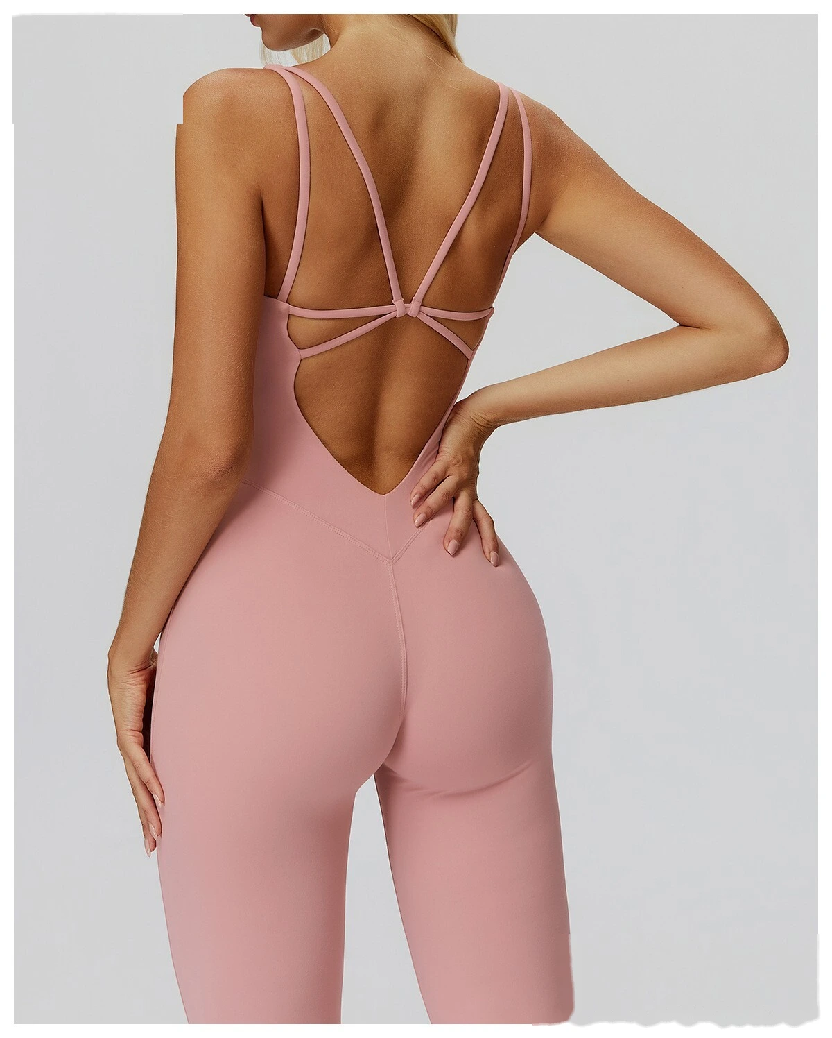 Fleece Finish Women's Activewear Unitard - Crisscross Back, Micro Flare Leg, High Elastic for Yoga, Running & Gym detail