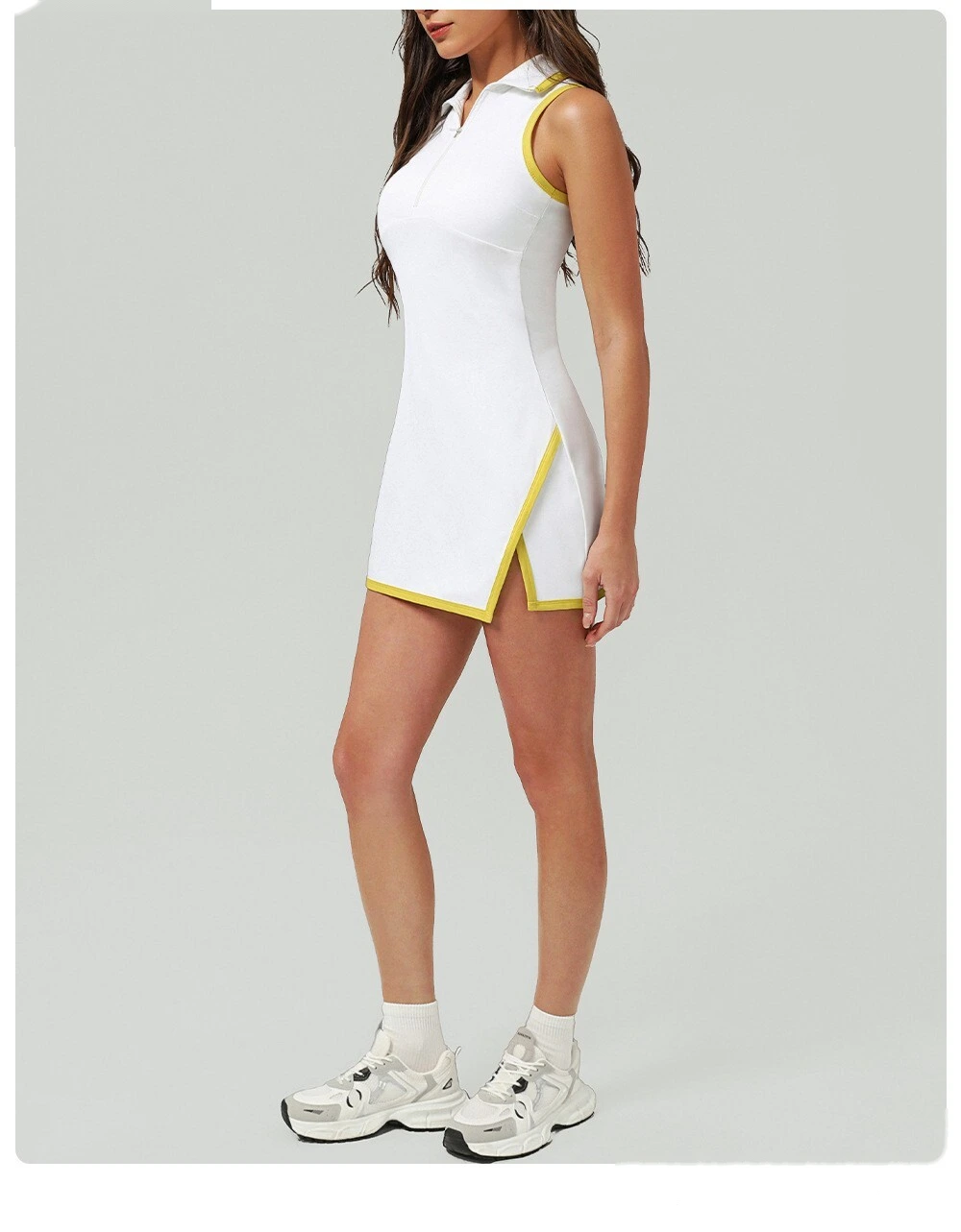 Custom color matching semi-zipper sports one-piece skirt quick-drying sun-proof tennis one-piece skirt detail