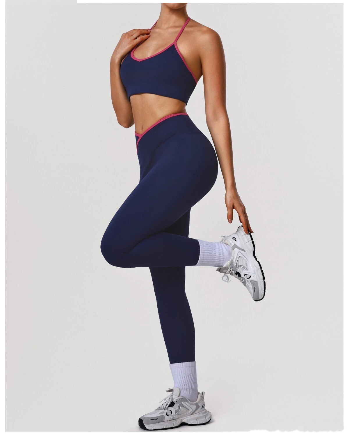 Women's Customizable Halter Neck Yoga Sports Bra Set - High-Elastic Comfortable Open Back Activewear for Yoga & Fitness detail