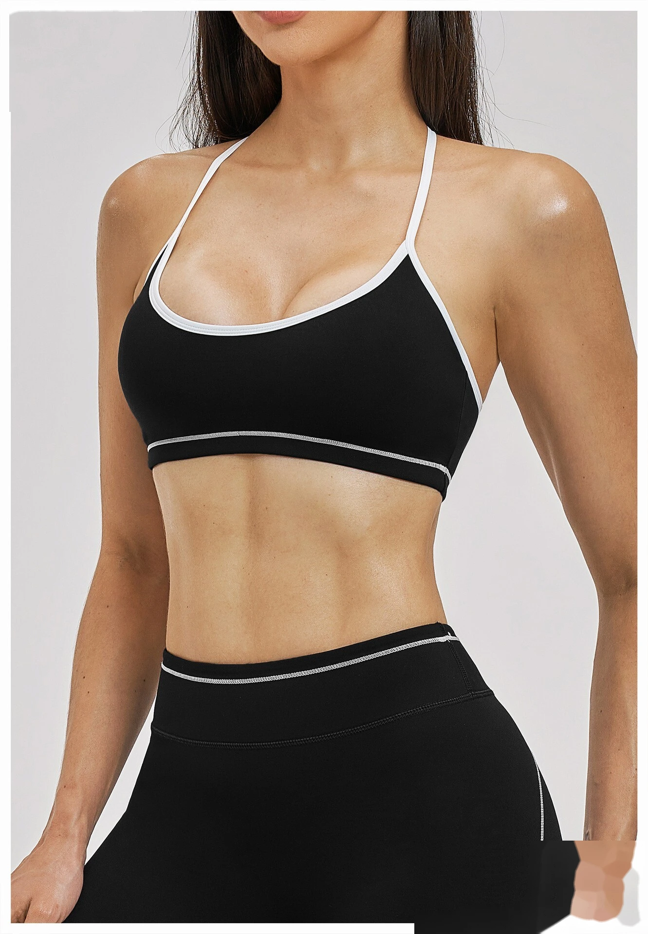 Custom Women’s Color Block Beauty Back Sports Bra Medium Support Yoga Gym Bra detail