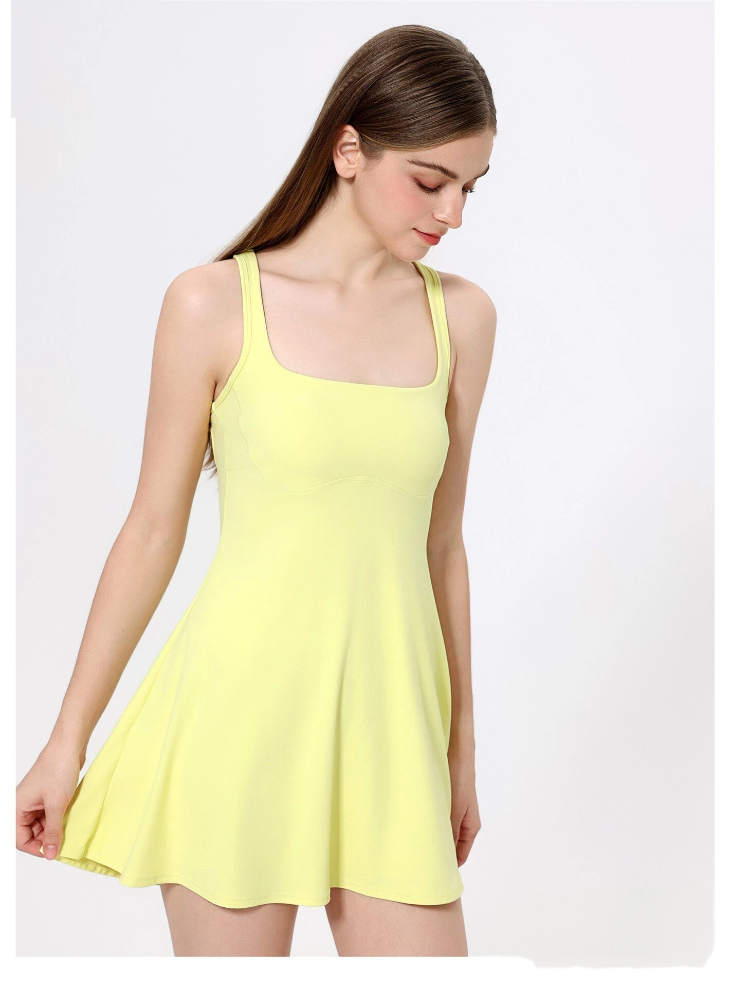 Naked sports dress beautiful back anti-exposure leggings outdoor running fitness tennis skirt detail