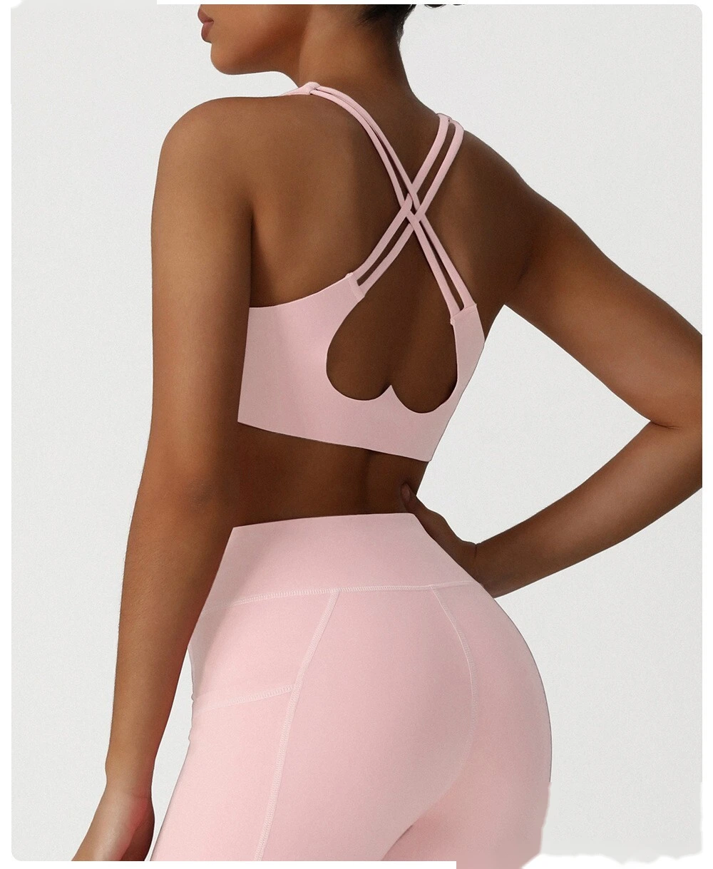 Quality Custom-made cross-back yoga vest gathers sports bra fitness bra with chest pad. Manufacturer detail