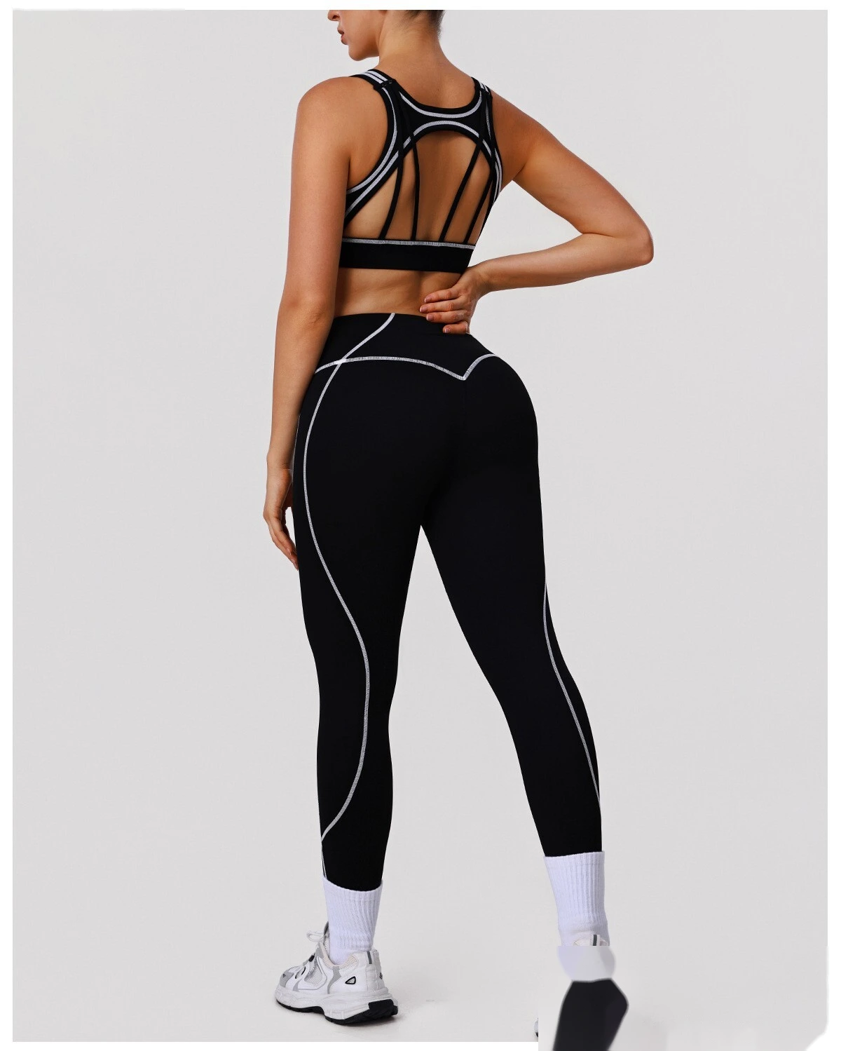 Bulk Custom Women's Yoga Leggings - High-Elastic Color Block Buttery Soft Fitness Pants detail