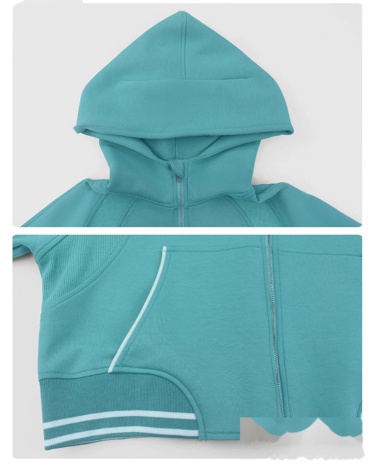 Women's Custom Thickened Color-Block Hooded Jacket for Autumn-Winter | Warm, Ideal for Yoga & Fitness detail