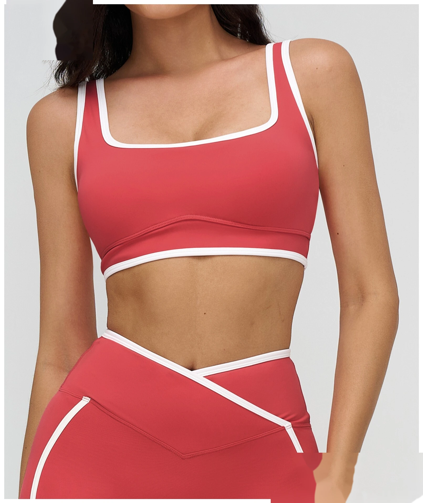 Custom Buttery Soft Yoga Set - Women's Color Block Tight Sports Bra for Outdoor Running & Fitness detail