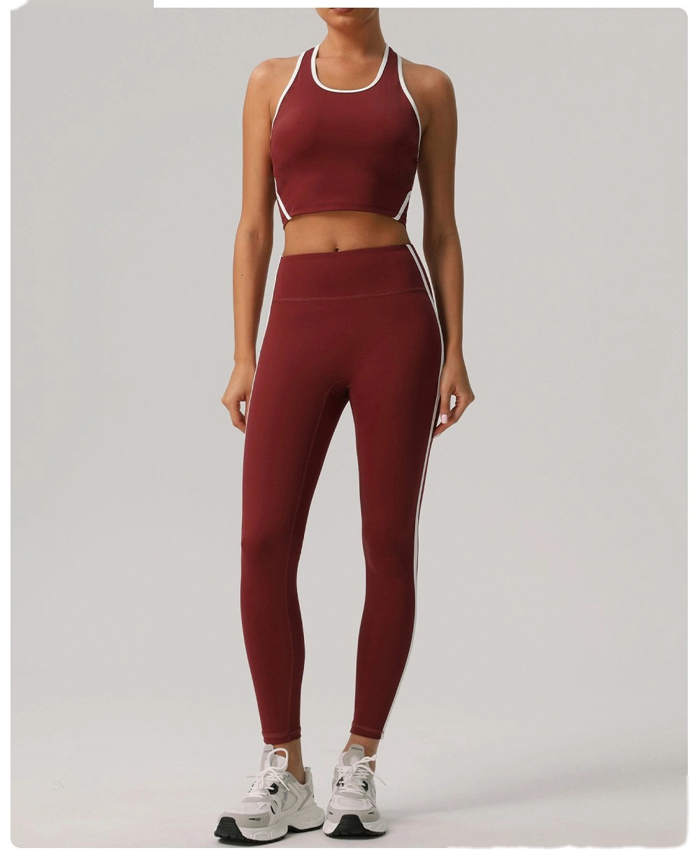 Custom-made tight-fitting nude contrast sports fitness underwear female worker word beautiful back yoga vest detail
