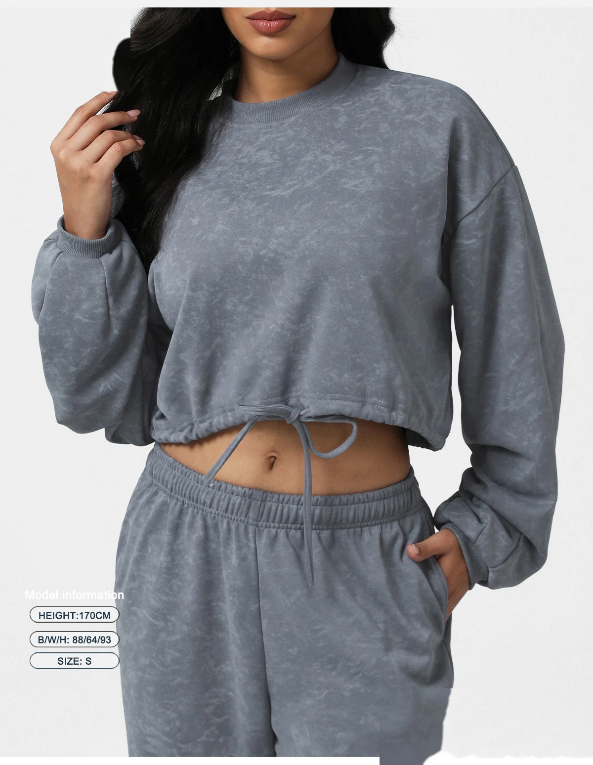 Customizable EU-US Tie-Dye Athletic Hoodie | Women's Winter Loose Crew Neck, Casual Yoga Top detail