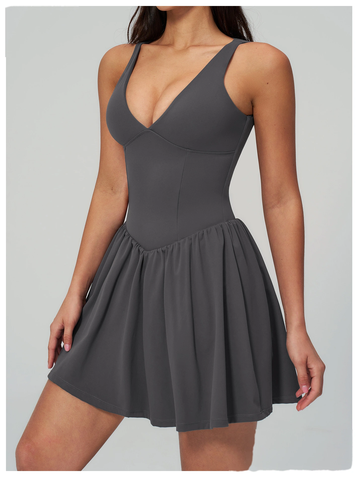 Women’s Custom Sports Tank Dress Sleeveless Slim Yoga Tennis Skirt Dress for Fitness Running Outdoor Activewear detail