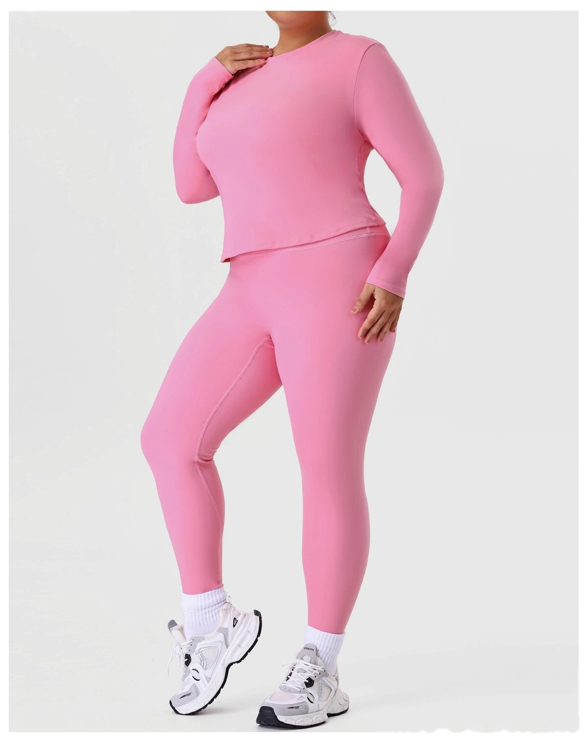 Custom Plus Size Sports Long Sleeve for Women - Euro-American Slim-Fit Yoga Fitness Top, Running Activewear T-Shirt detail
