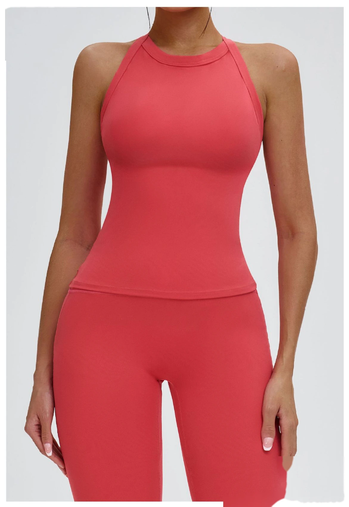 Bulk Custom Open Back Yoga Tank - High-Support Shockproof Cutout Workout Top for Outdoor Gym detail