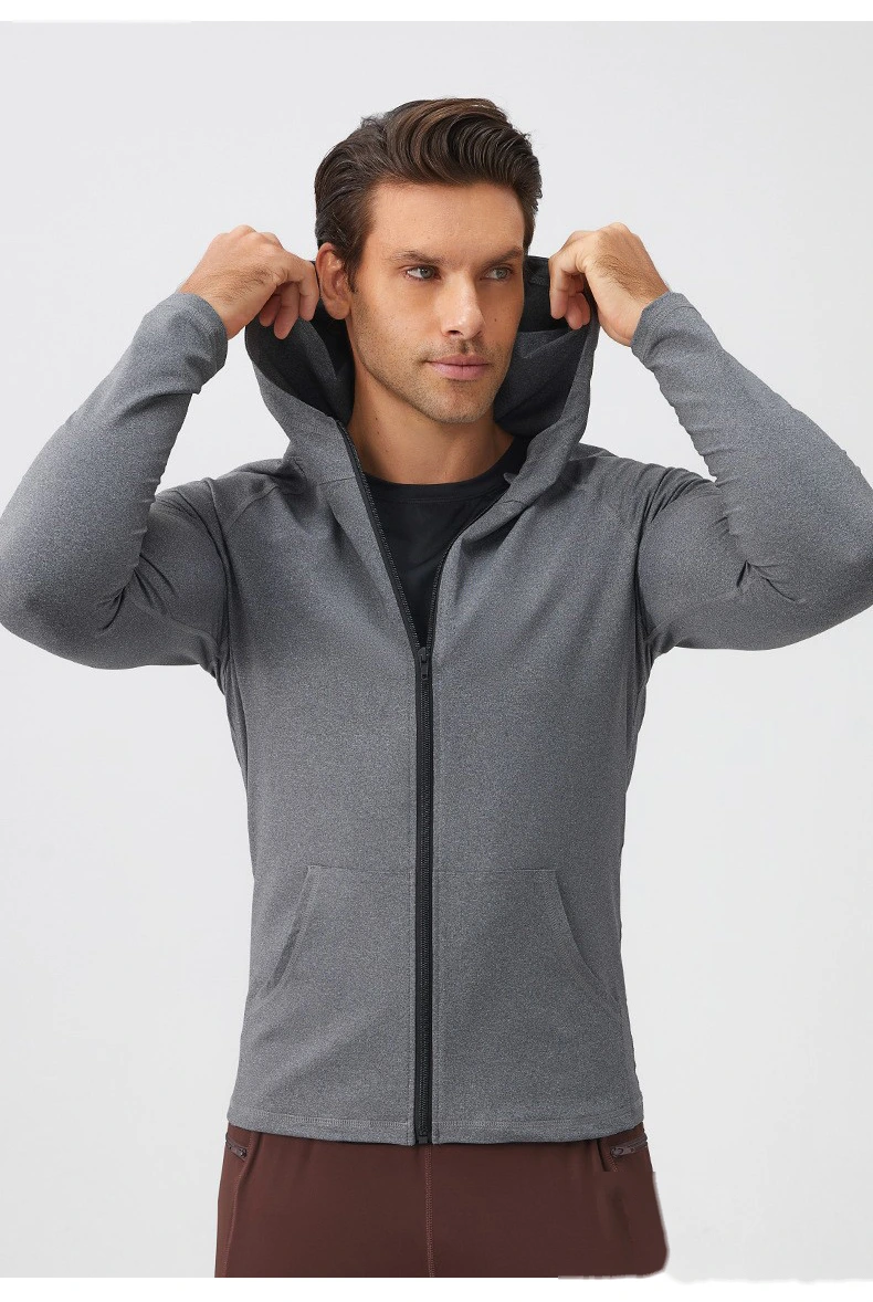 Customized fitness clothes long sleeve quick-drying running men's coat for autumn and winter sports detail