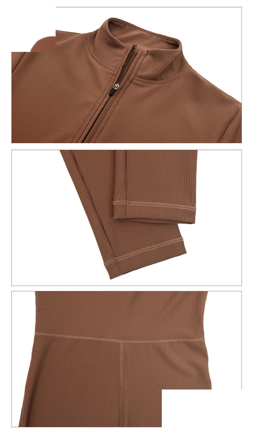 Customized zipper thread long sleeve yoga jumpsuit fitness exercise jumpsuit yoga clothes detail