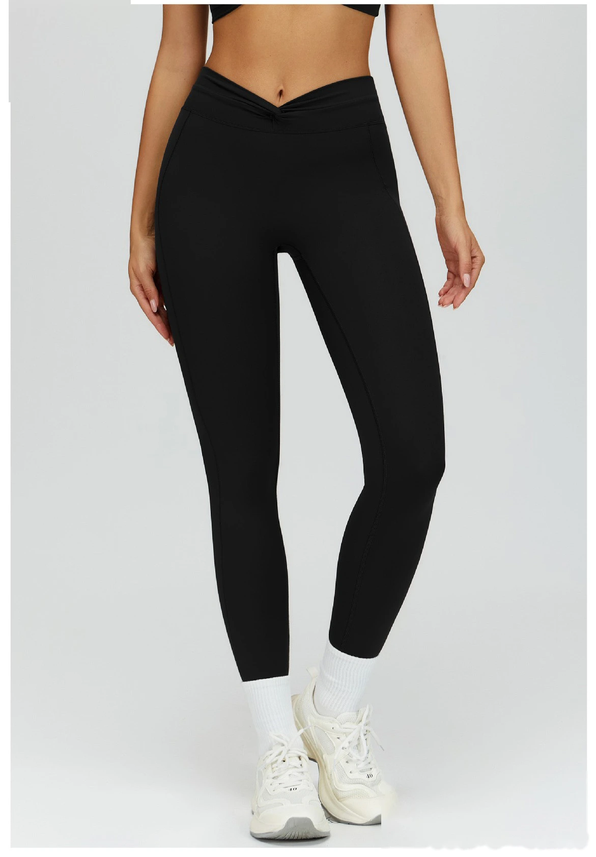 Custom Women’s Naked-Feel Running Leggings - Cross High-Waisted Ruched Tight Yoga Fitness Pants detail