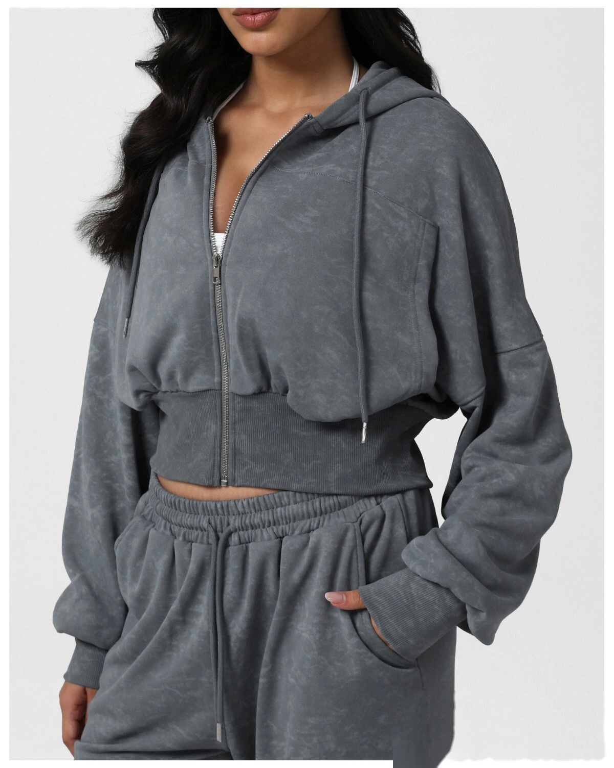 New Autumn & Winter Sports Casual Hooded Sweatshirt - Short-Length Waist-Cinched Retro Printed Cardigan Jacket for Yoga detail