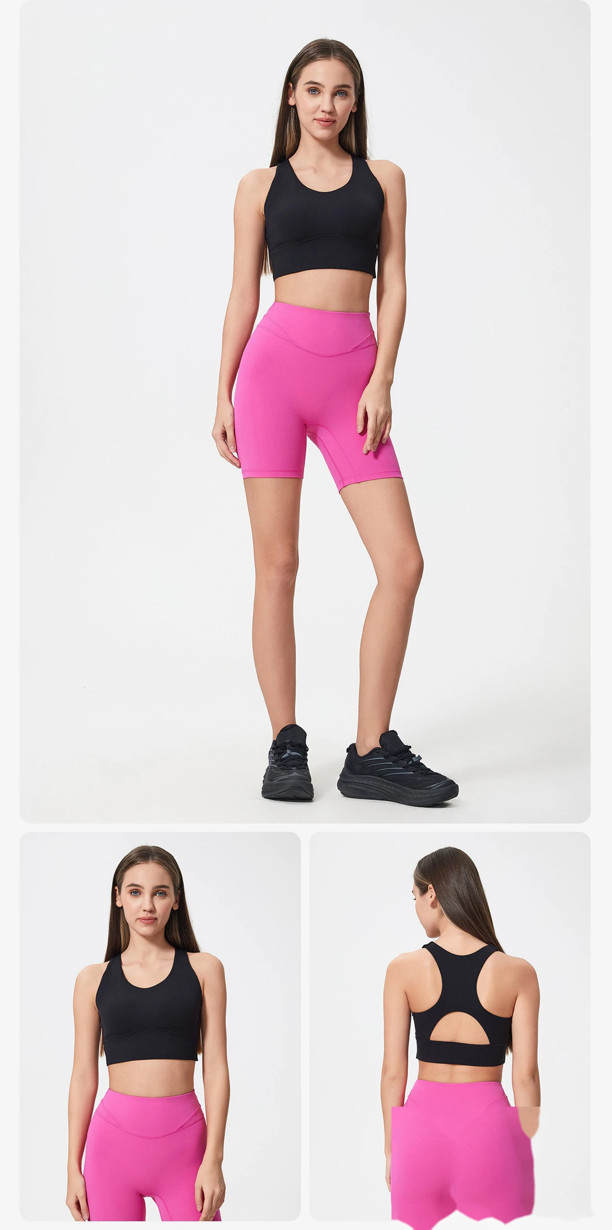 Customized I-shaped hollow back yoga bra high-strength shock-proof nude skin-friendly fitness sports bra female detail