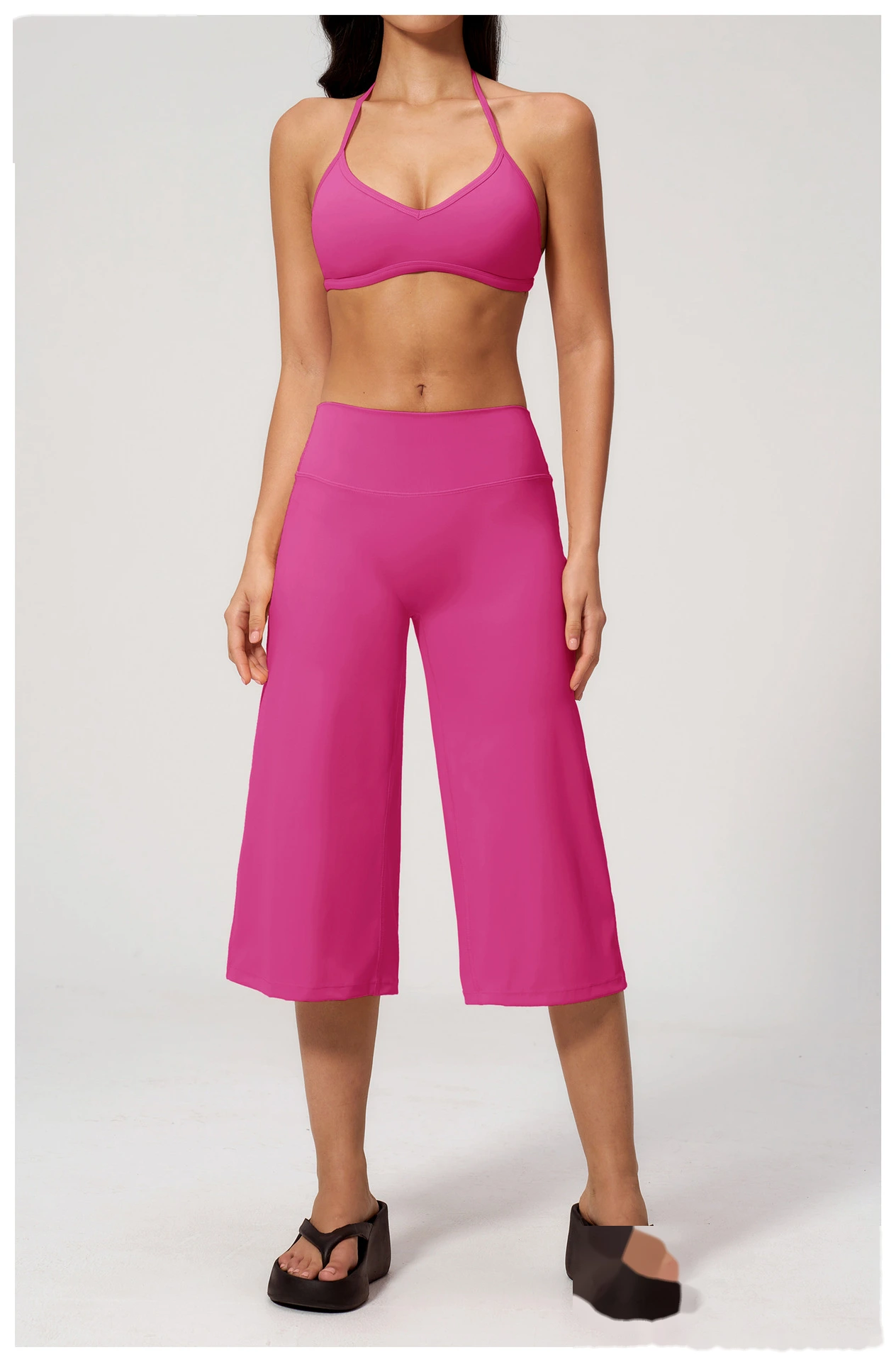 Beauty Back Shockproof Sports Bra Yoga Set, High Waist Wide Leg Seven Points Pants Fitness Suit detail