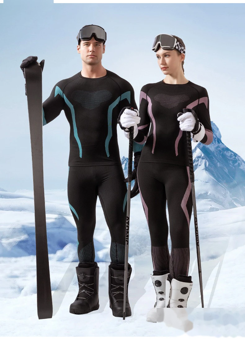 Custom ski thermal underwear for men and women bottoming tights riding outdoor sports tights set. detail