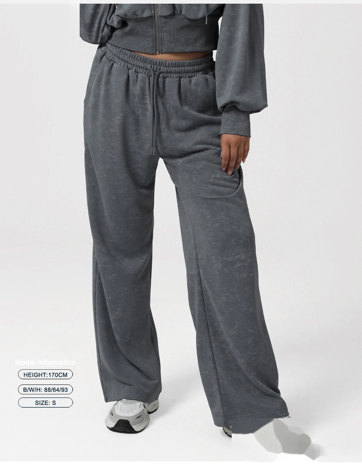 Autumn & Winter Women’s American-Style High-Waisted Pants - Tie-Dye Printed Loose Straight-Leg Gym Wide-Leg Trousers detail