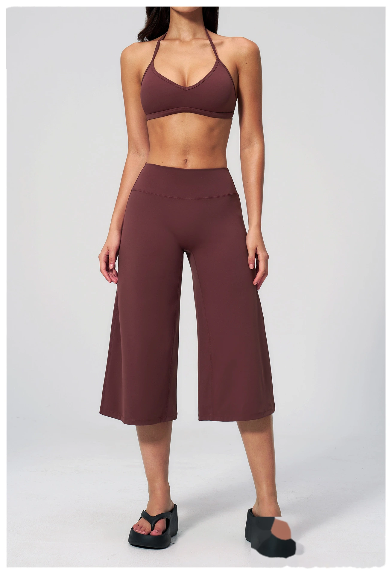 Beauty Back Shockproof Sports Bra Yoga Set, High Waist Wide Leg Seven Points Pants Fitness Suit detail