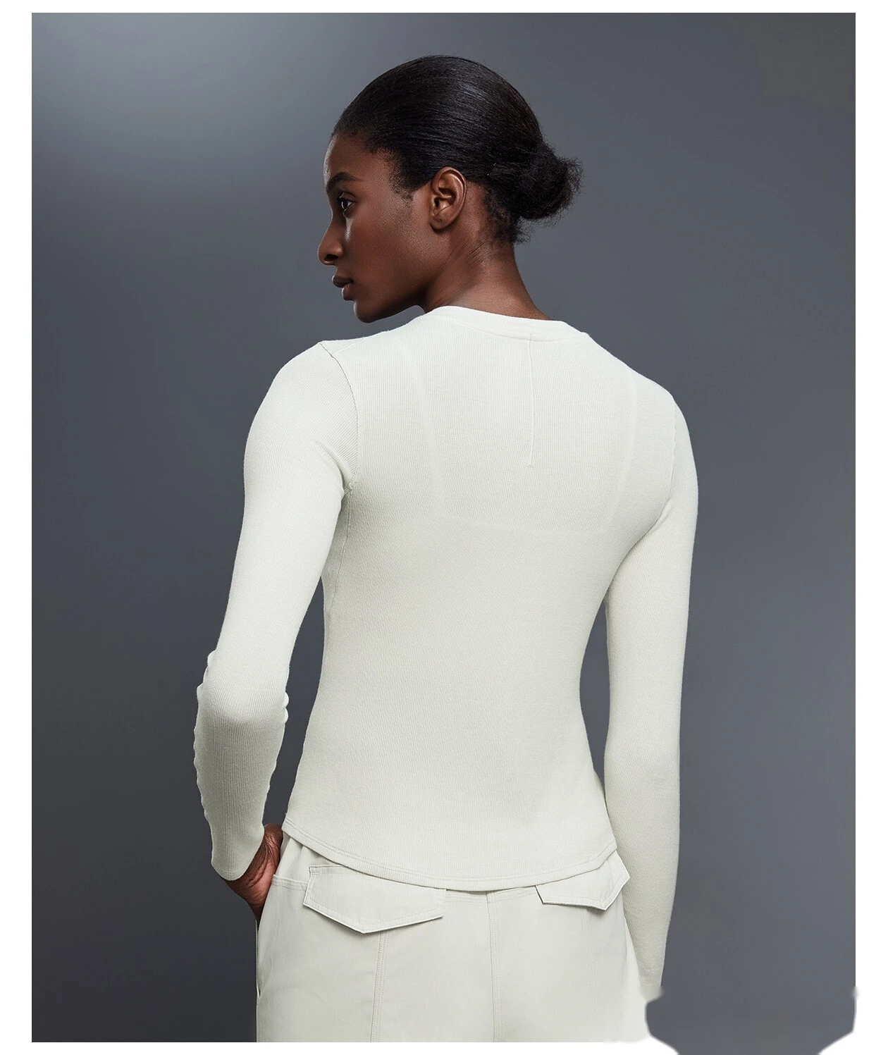 Customized Henry shirt modal skin-friendly sports shirt fitness yoga long sleeve T-shirt women detail