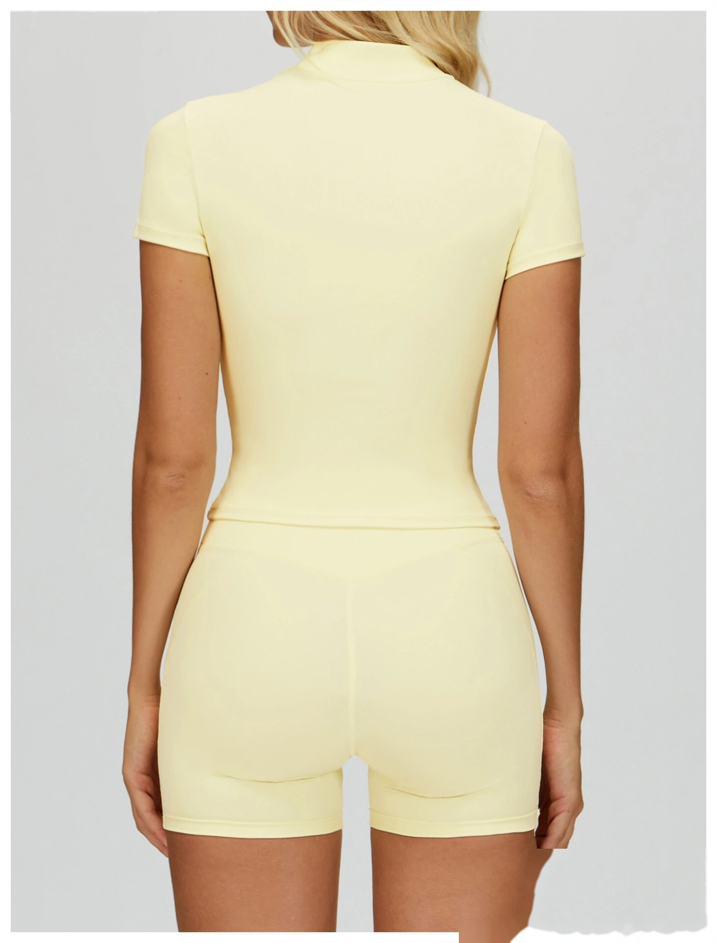 Custom Women’s Naked-Feel Running Top - Stand-Collar Zipper Tight Fitness Yoga Short Sleeve T-Shirt detail