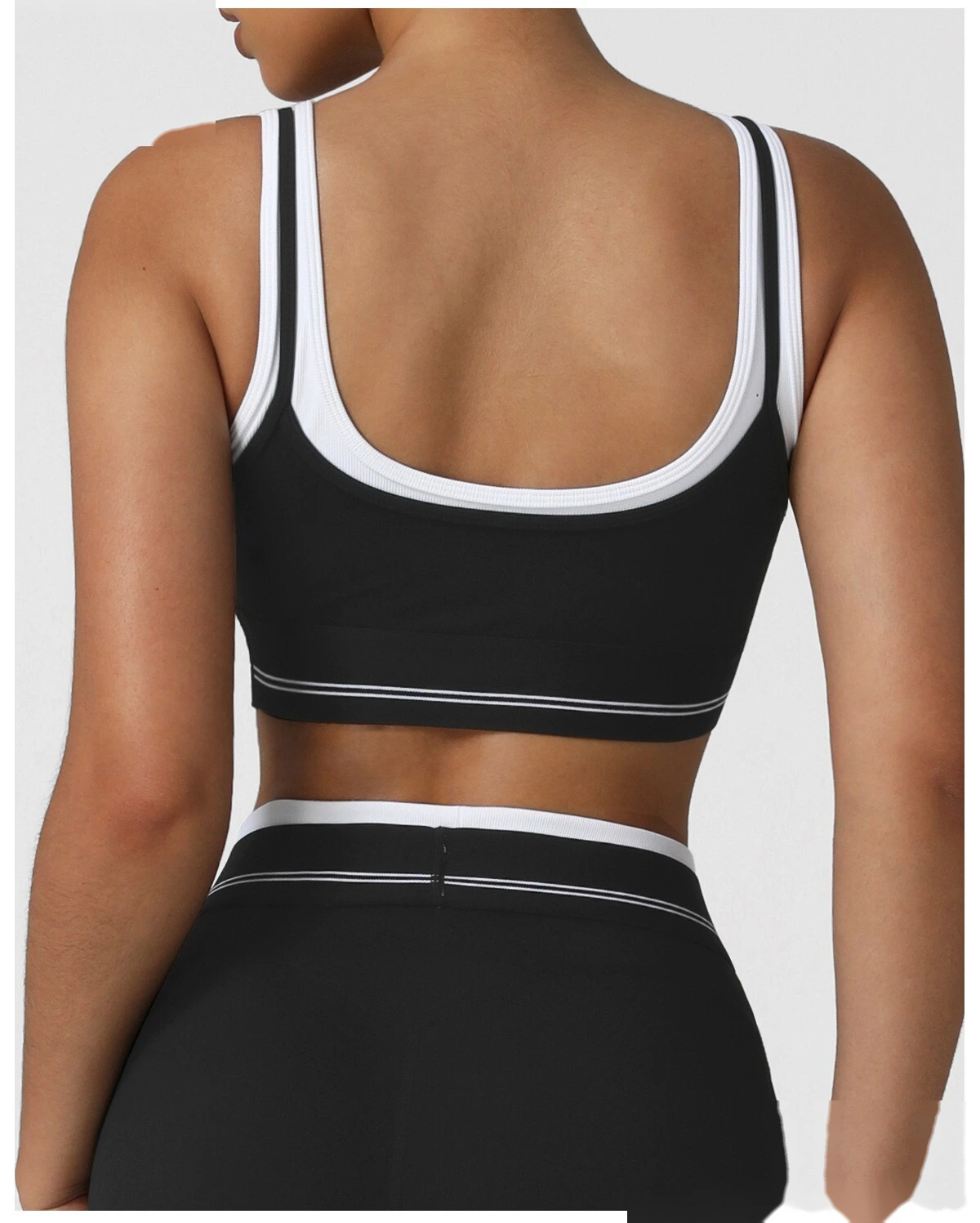 Women's High-Elastic Padded Sports Bra - Customizable 2-in-1 Color Block Yoga Bra, Fitness Workout Tank Top detail
