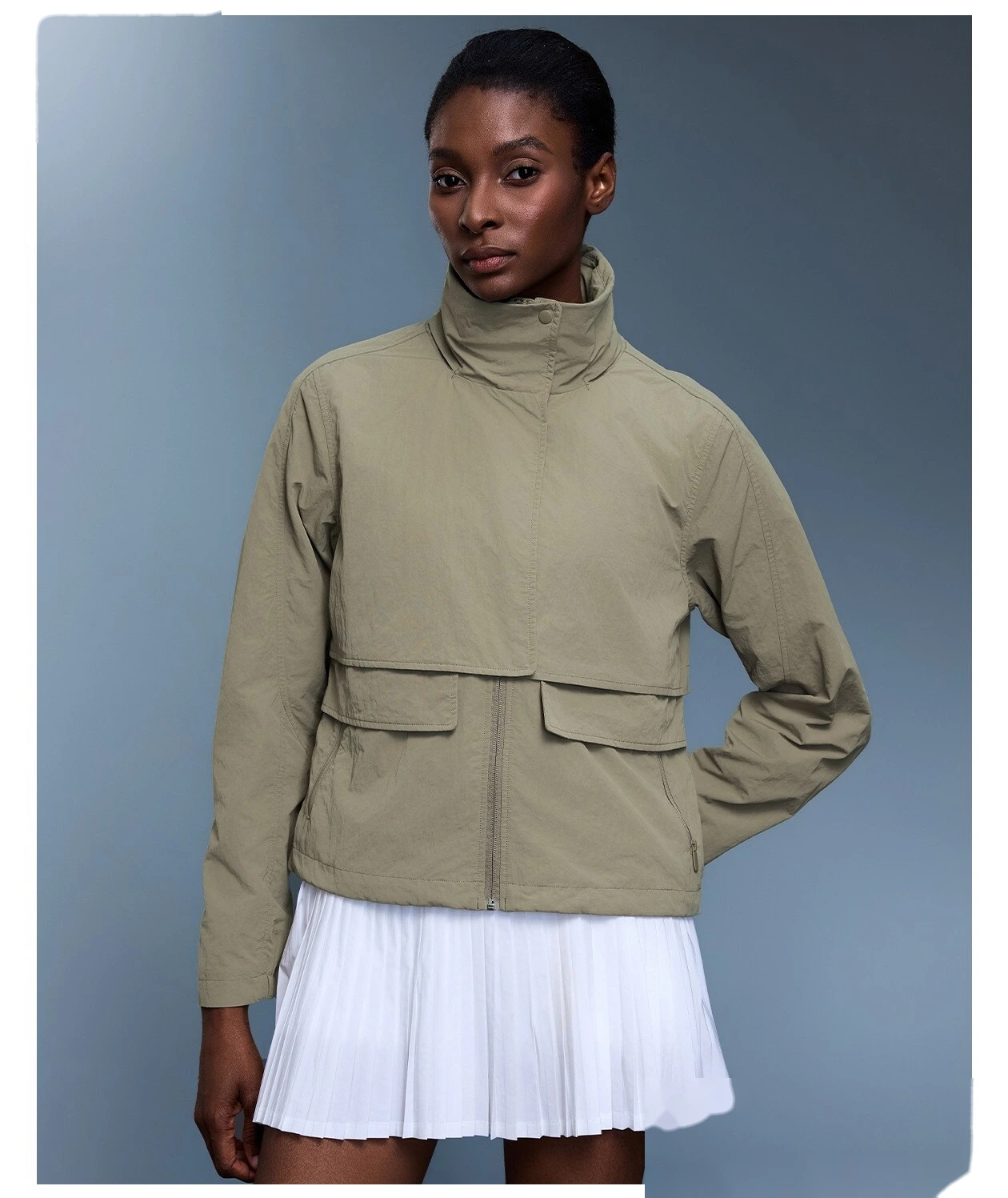 Customized outdoor waterproof sports windbreaker women's hooded casual jacket coat in autumn. detail