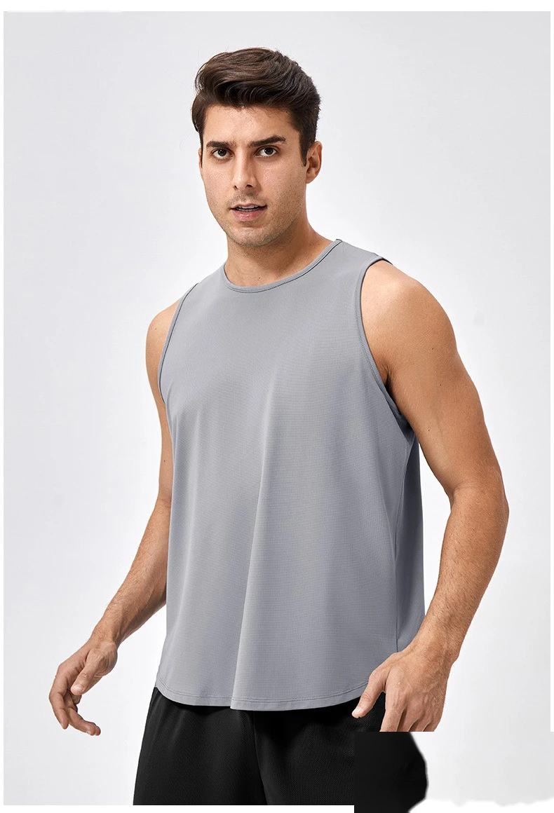 Customized men's breathable and comfortable high-elastic sports fitness vest detail