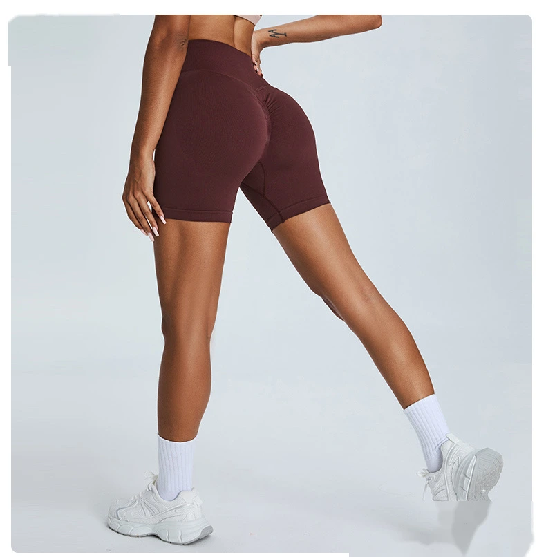 Seamless yoga shorts women's three-point high waist sweatpants nude quick-drying fitness yoga clothes - allni detail