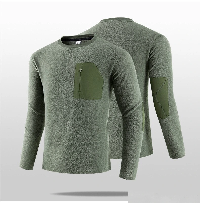 Custom New Style Men's Winter Outdoor Long T-Shirt | Crew Neck Fleece, Warm, for Sports & Daily Wear detail