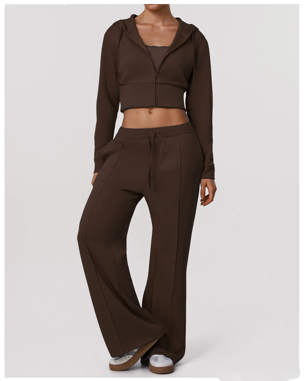 Women's New Loose-Fit Sports Tracksuit - Customizable Wide-Leg Straight-Leg Yoga Pants + Workout Top, Running & Fitness detail