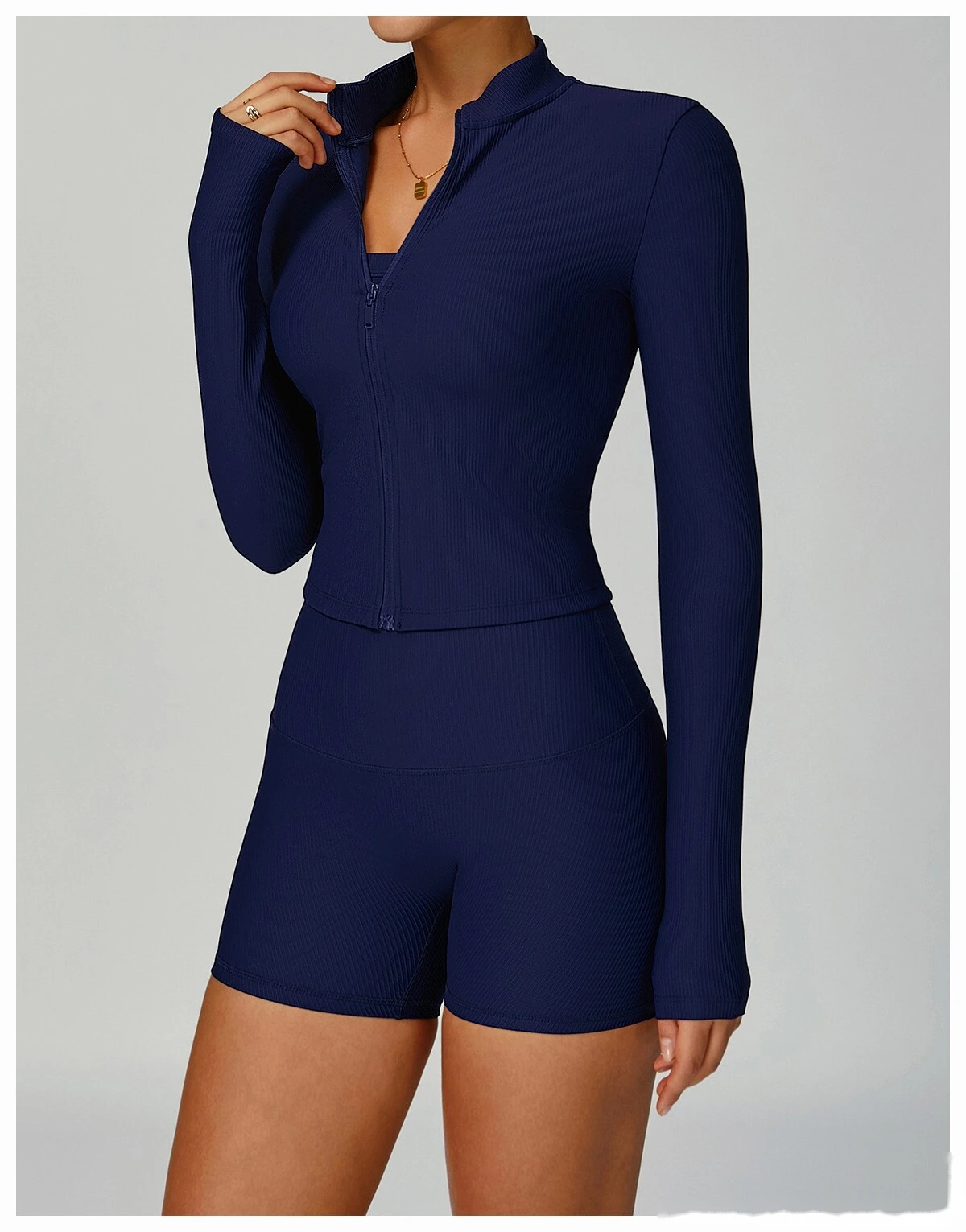 Custom-made stand-up collar slim yoga coat slim outdoor coat running fitness coat detail
