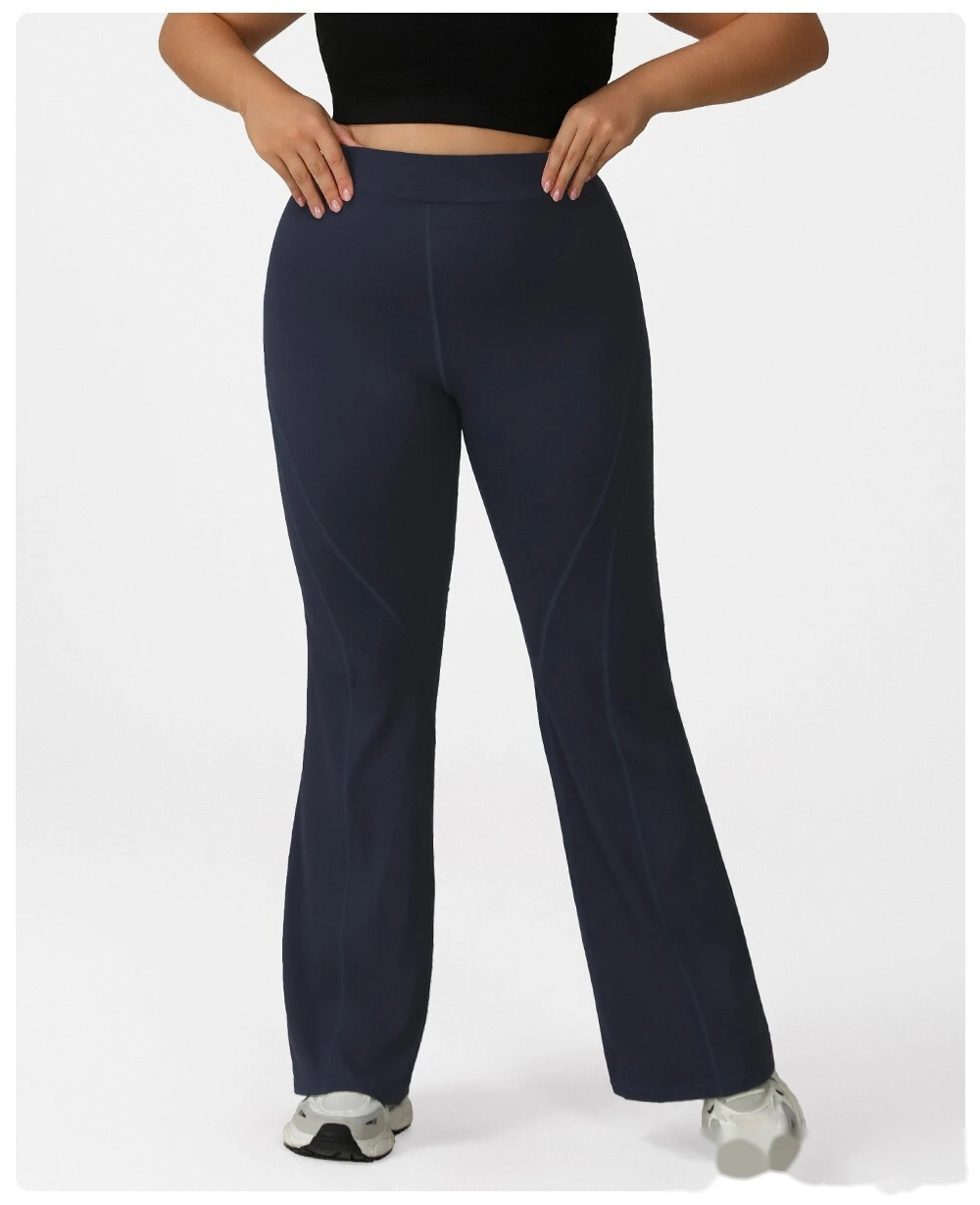 Customized plus-size yoga pants with high waist and hips, slim fit and meat cover, running and fitness bell bottoms. detail