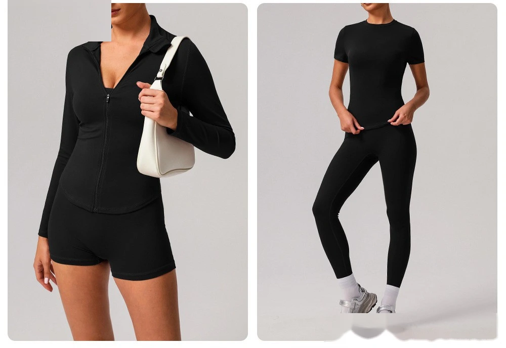 Custom tight nude yoga suit high elastic breathable fitness clothes outdoor body shaping running suit female detail